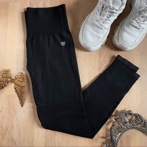- Forever 21 black ribbed knit moto leggings